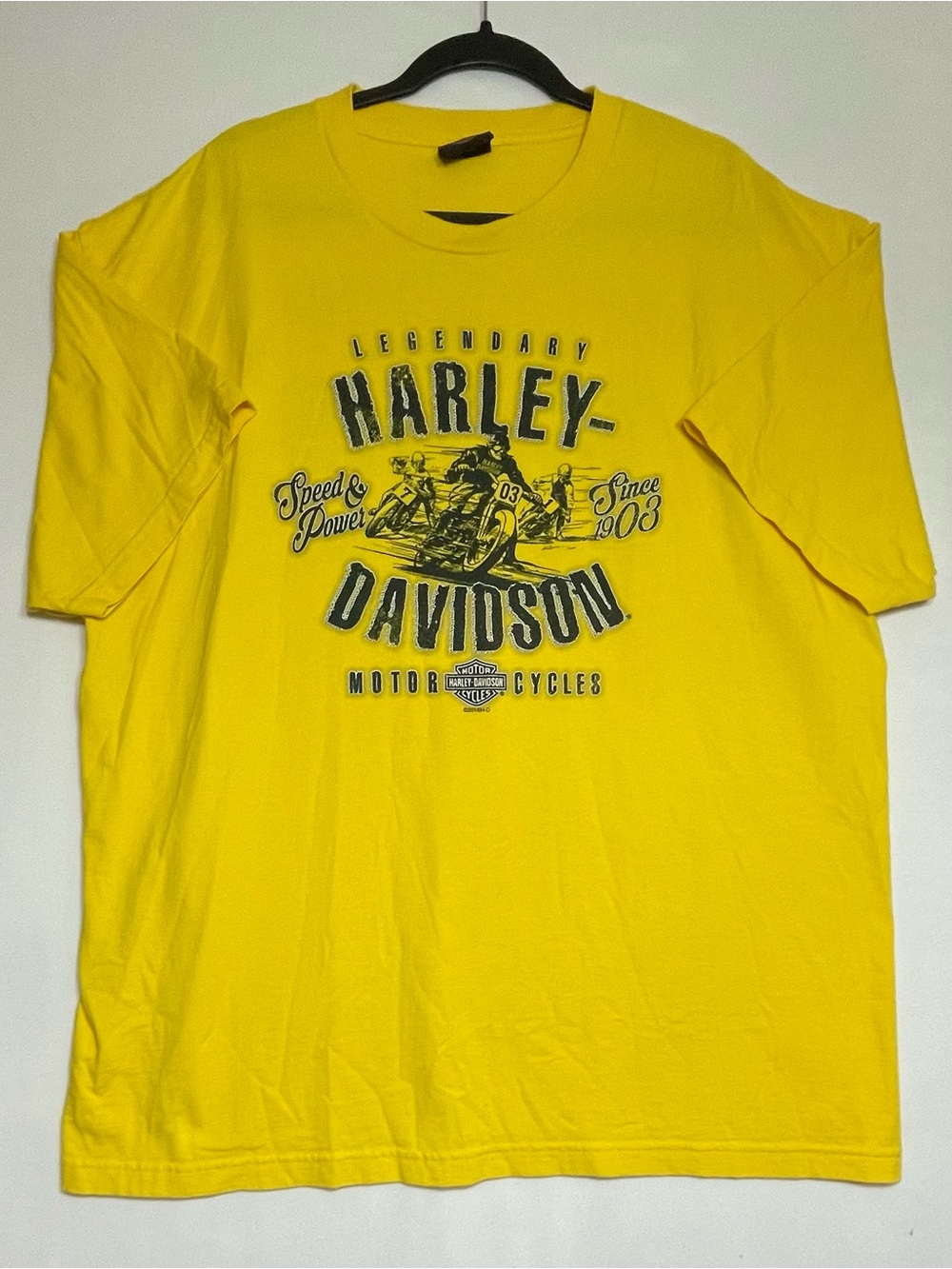 Rare 2012 Harley-Davidson Texas Yellow Tee with Vintage Motorcycle Graphic 2X